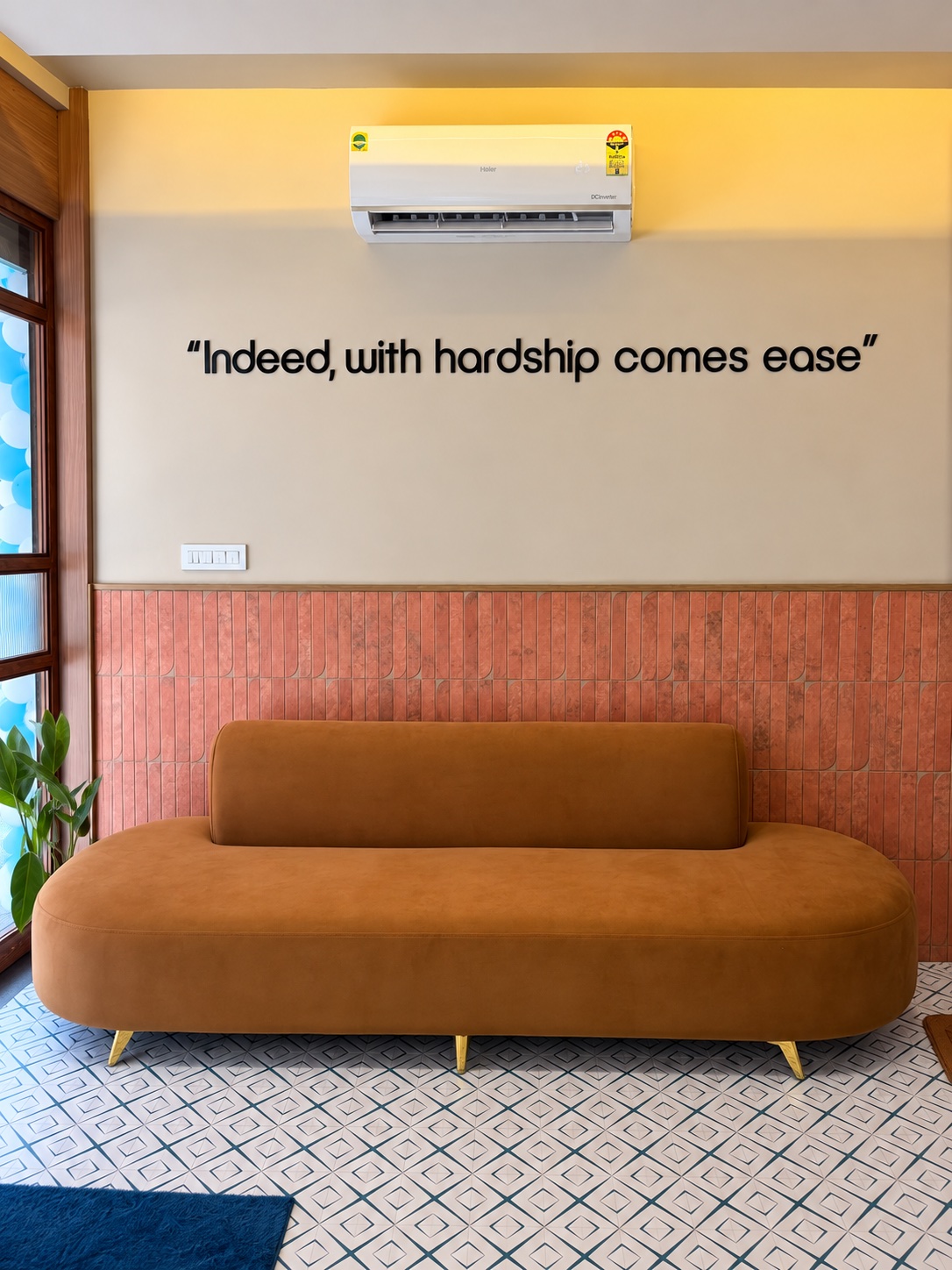 Comfortable waiting area with warm seating